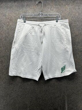 Kenzo Shorts Mens XL White Sweat Fleece Drawstring Elastic Waist Beach Pockets